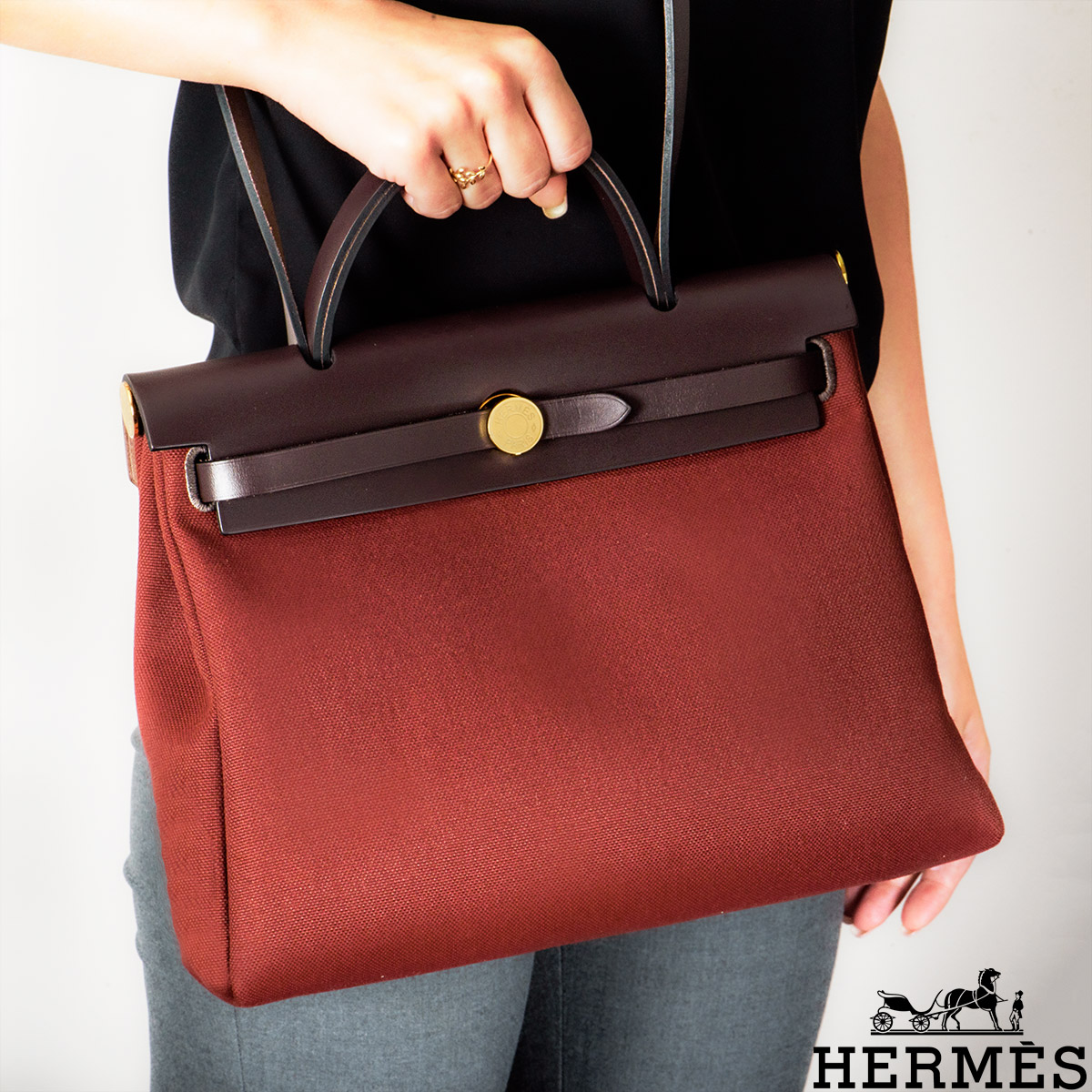 Hermes Herbag Zip 31 Retourne Bag Ecru Brique Anemone Rouge
